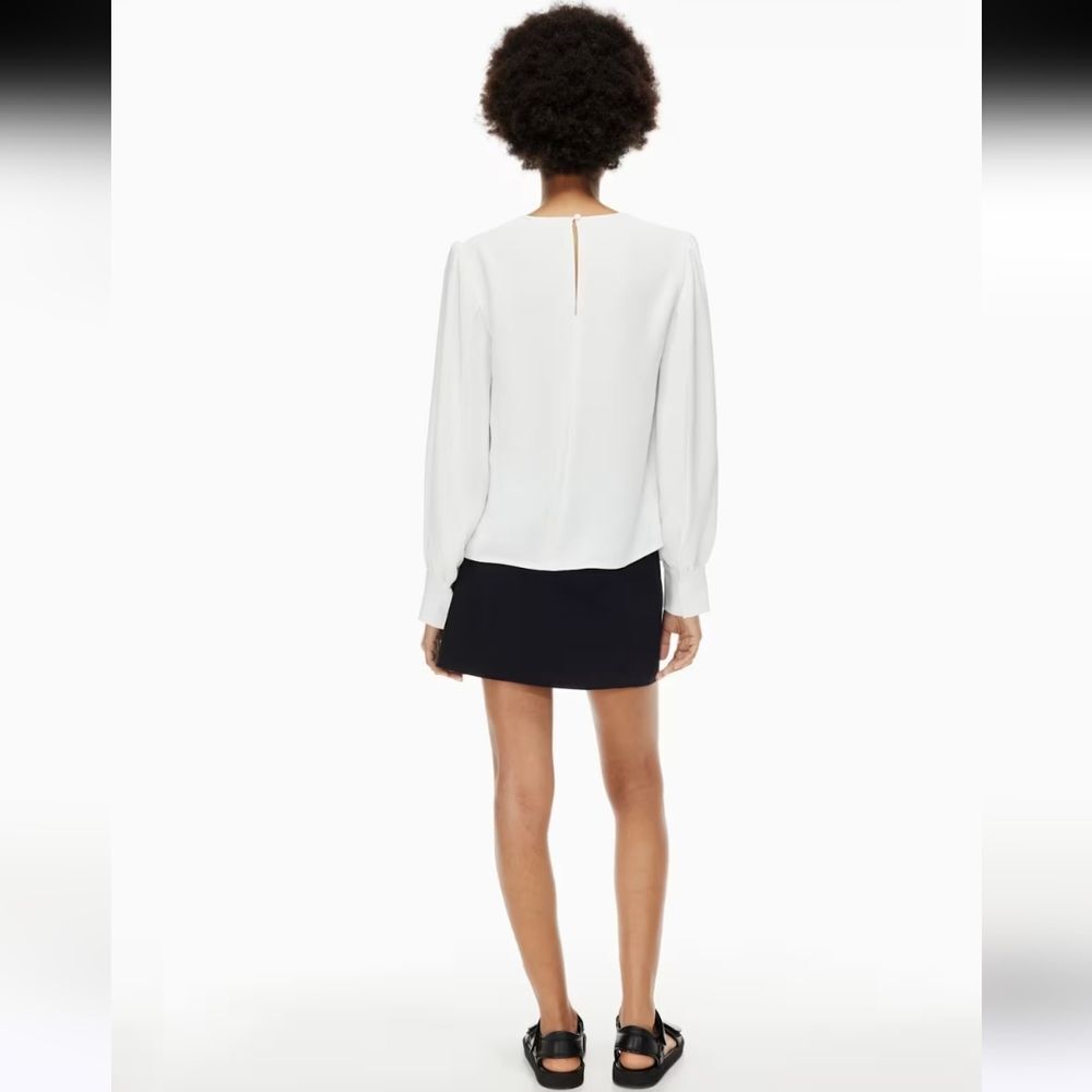 Babaton Satin Puff Long Sleeve White Blouse Medium - Picture 4 of 6